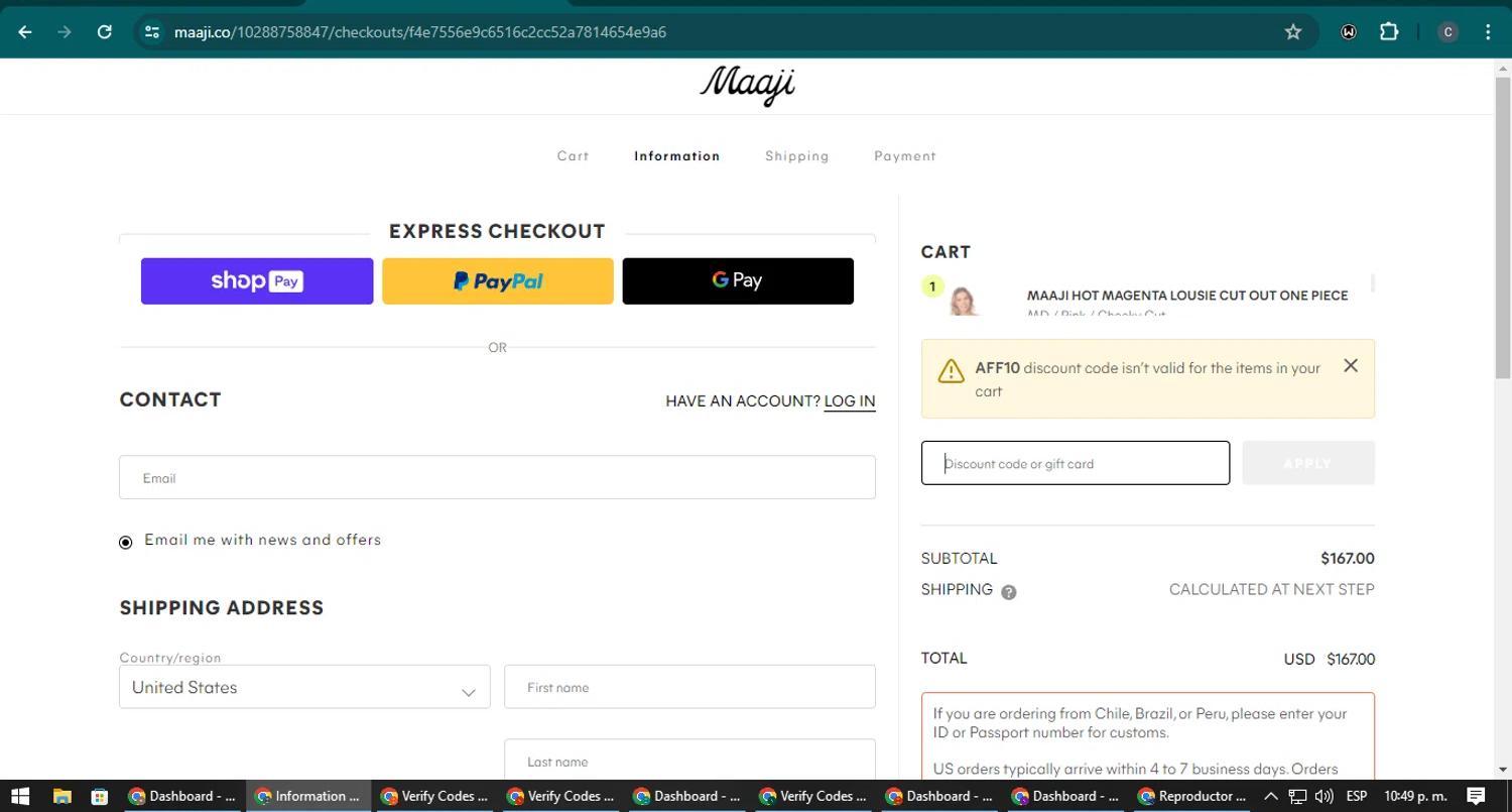 How to apply Maaji coupon code